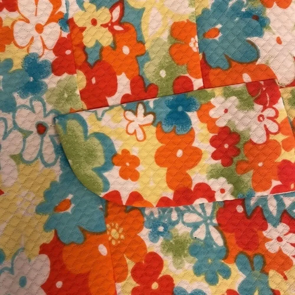 RQT Multicolor Floral Cotton Pique Blazer Jacket Womens Size 12 Vintage Blue - Picture 12 of 12